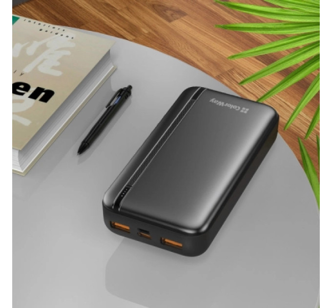 ColorWay Батарея універсальна ColorWay 20 000 mAh Portable Charger (USB/QC3.0 + USB-C/PD/22.5W) Black (CW-PB200LPB4BK-PD)
