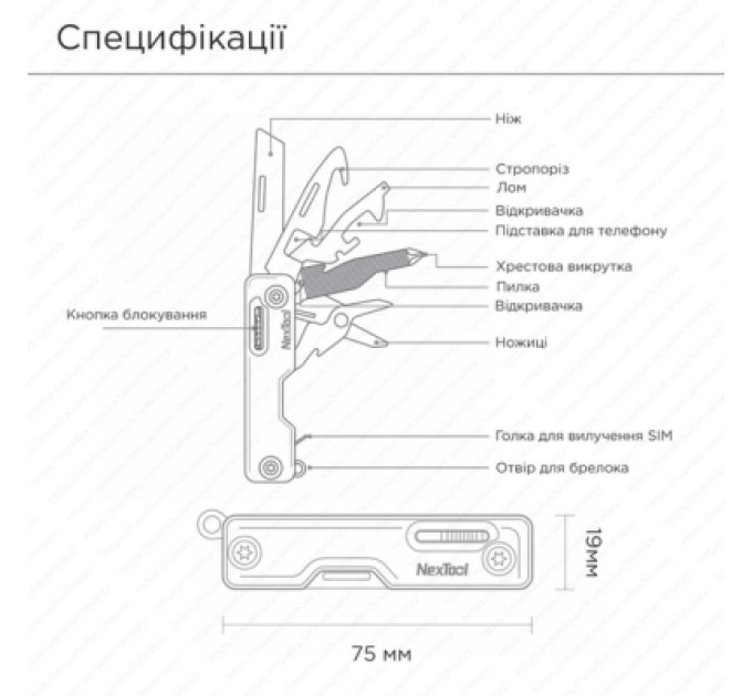 NexTool Мультитул NexTool Multi Functional Knife зелений (NE20098)