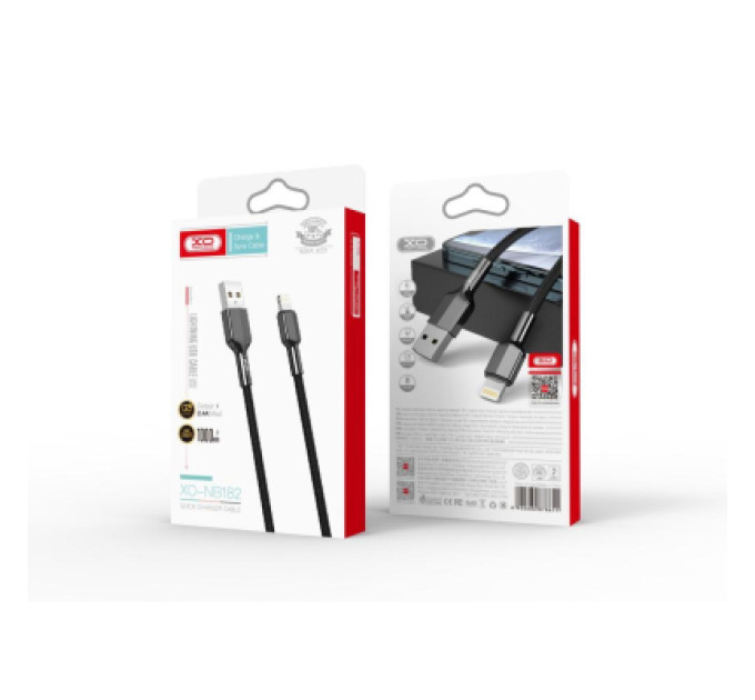 XO Дата кабель USB 2.0 AM to Lightning 1.0m 2.4A black XO (NB182-L-1-BK)