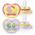 Philips AVENT Пустушка Philips AVENT Ultra Air 0-6 місяців 2 шт жовто-фіолетова (SCF087/04)