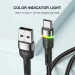 Essager Дата кабель USB 2.0 AM to USB-C 1.0m 3A LED black Essager (EXCT-XCD01)
