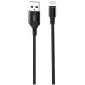 XO Дата кабель USB 2.0 AM to Lightning 1.0m braided NB143 black XO (6920680870707)
