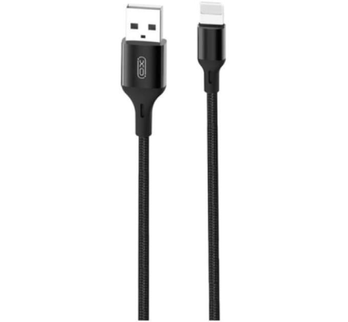 XO Дата кабель USB 2.0 AM to Lightning 1.0m braided NB143 black XO (6920680870707)