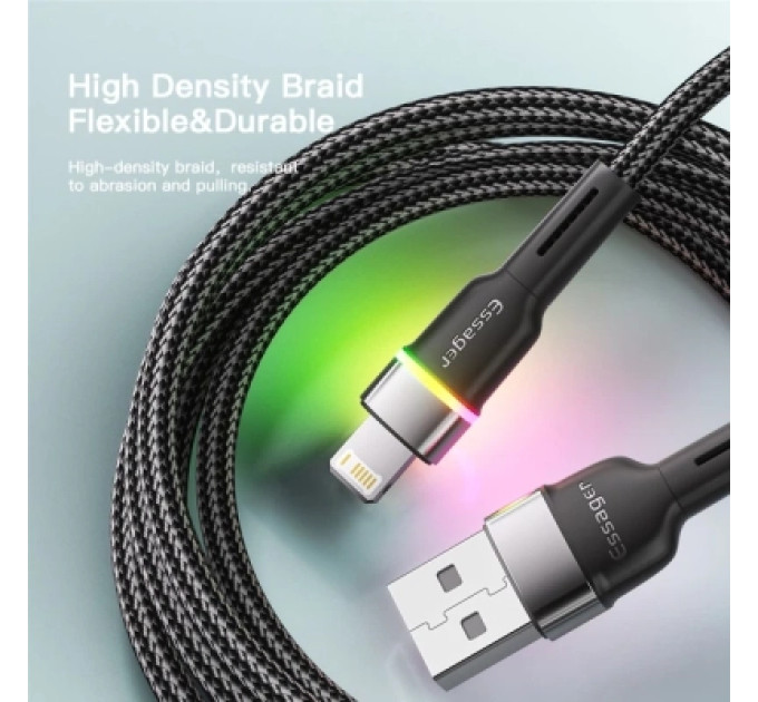 Essager Дата кабель USB 2.0 AM to Lightning 1.0m 2.4A black Essager (EXCL-XCD01)