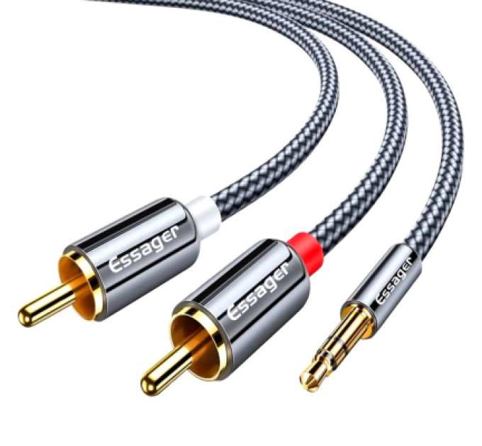 Essager Кабель мультимедійний 3.5mm M to 2xRCA M 2.0m Essager (EYPZJ-MYA0H)