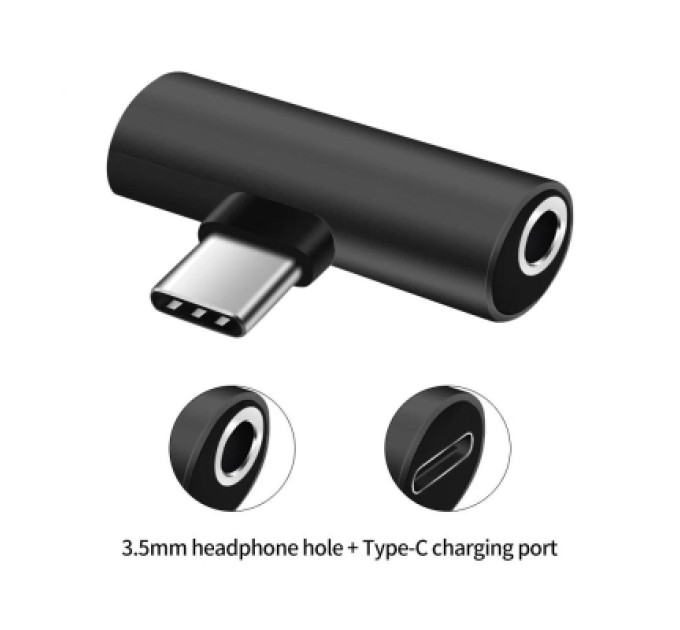 XoKo Перехідник USB-C M to USB-C F + 3.5mm F black XoKo (AC-205-BK)