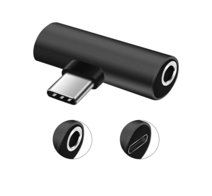 XoKo Перехідник USB-C M to USB-C F + 3.5mm F black XoKo (AC-205-BK)