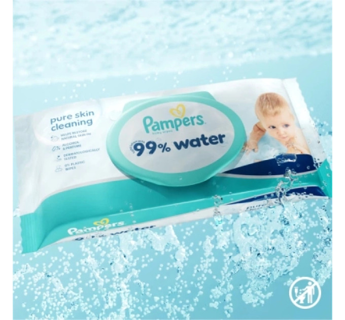 Pampers Дитячі вологі серветки Pampers 99 Water 60 шт х 9 пачок (540 шт) (8006530116459)