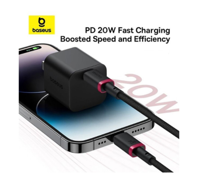 Baseus Дата кабель USB-C to Lightning 2.0m 20W red+black Baseus (P10377800U01-03)