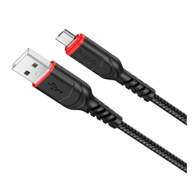 HOCO Дата кабель USB 2.0 AM to Micro 5P 1.0m 2.4A nylon X59 black HOCO (6931474744890)