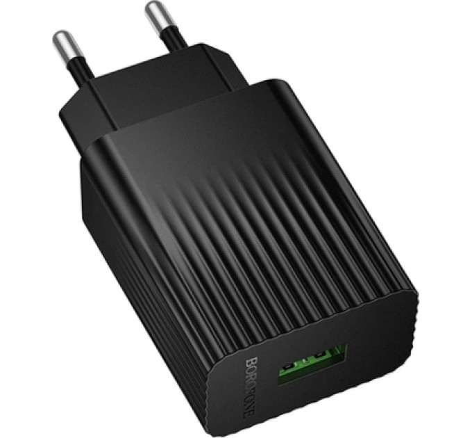 BOROFONE Зарядний пристрій BOROFONE BAS72A USB QC3.0 18W black (6941991122637)