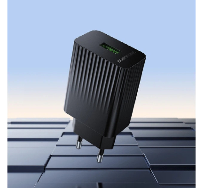 BOROFONE Зарядний пристрій BOROFONE BAS72A USB QC3.0 18W black (6941991122637)
