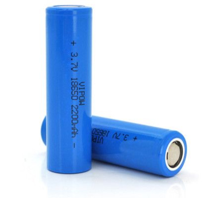 Vipow Акумулятор 18650 Li-Ion ICR18650 FlatTop, 2200mAh, 3.7V, Blue Vipow (ICR18650-2200mAhFT)