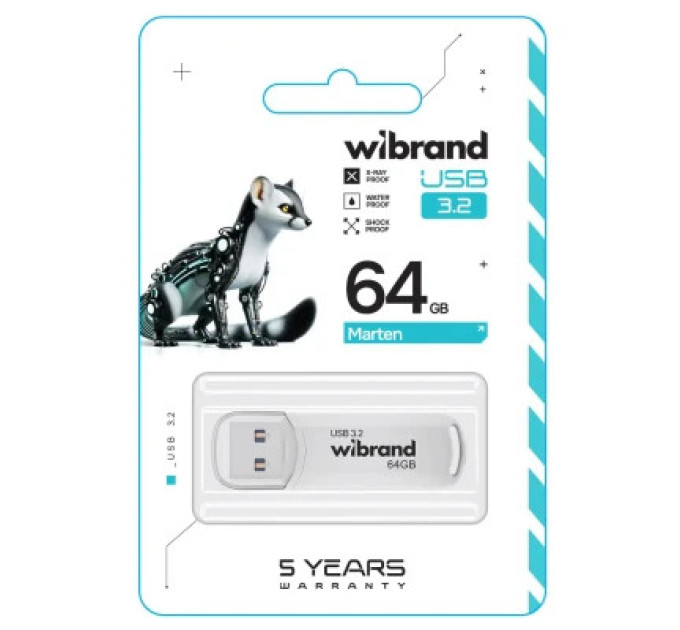 Wibrand USB флеш накопичувач Wibrand 64GB Marten White USB 3.2 Gen 1 (USB 3.0) (WI3.2/MA64P10W)
