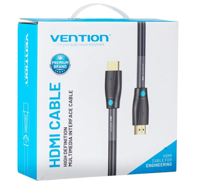 Vention Кабель мультимедійний HDMI to HDMI 10.0m V2.0 Engineering 4K 60Hz 18Gbps HD 7.1 PVC Black Vention (AAMBL)