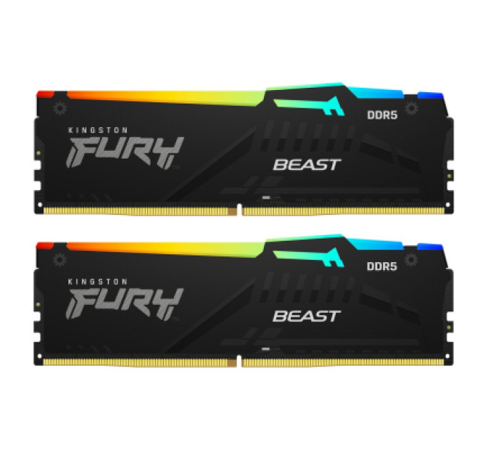Kingston Fury (ex.HyperX) Модуль пам'яті для комп'ютера DDR5 64GB (2x32GB) 6400 MHz Beast RGB EXPO Kingston Fury (ex.HyperX) (KF564C32BBEAK2-64)