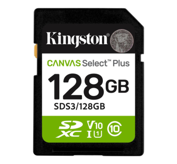 Kingston Карта пам'яті Kingston 128GB SDXC class 10 UHS-I V10 A1 Canvas Select Plus (SDS3/128GB)