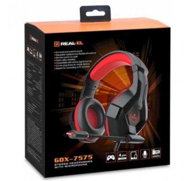 Навушники REAL-EL GDX-7575 Black-Red