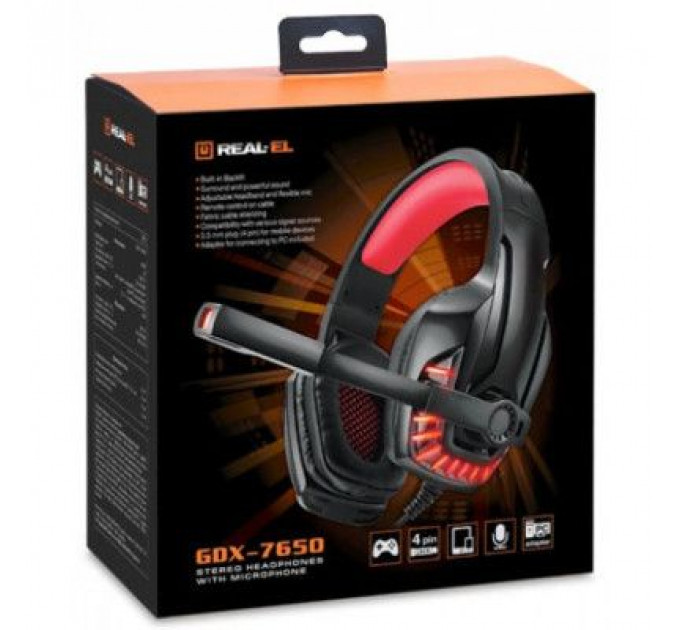 Навушники REAL-EL GDX-7650 Black-Red