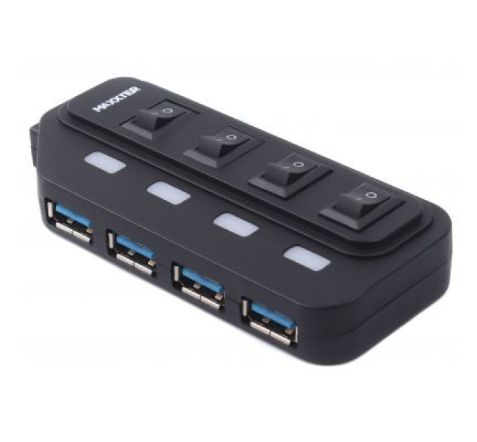Maxxter Концентратор Maxxter 4 x USB 2.0 Type-A 1m cable + 5V1A adapter (HU2A-4P-AC-02)