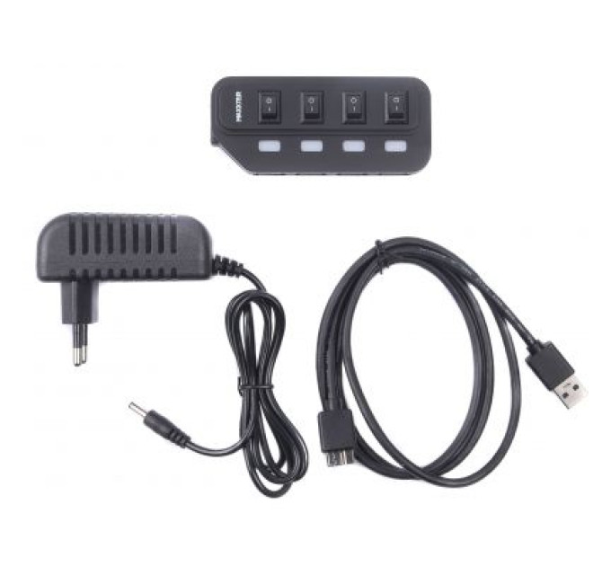 Maxxter Концентратор Maxxter 4 x USB 2.0 Type-A 1m cable + 5V1A adapter (HU2A-4P-AC-02)