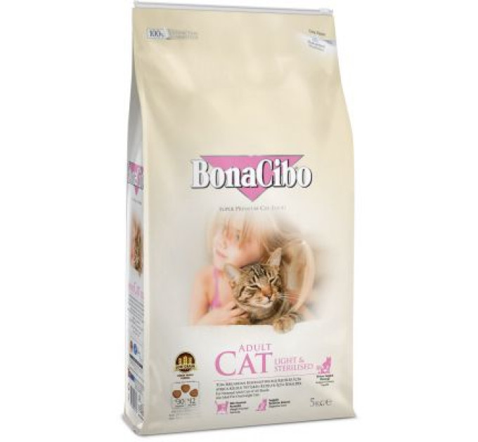 BonaCibo Сухий корм для кішок BonaCibo Adult Cat Light&Sterilized 5 кг (8694686405680)