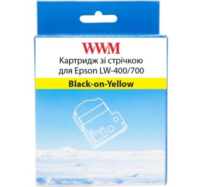 WWM Стрічка для принтера етикеток WWM для Epson LW-400/700 6mm х 8m Black-on-Yellow (WWM-SC6Y)