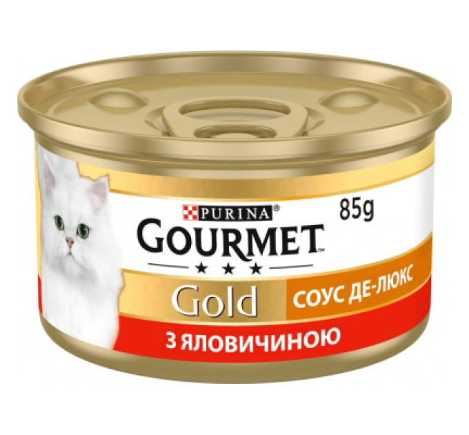 Purina Gourmet Вологий корм для кішок Purina Gourmet Gold. Соус Де-Люкс з яловичиною 85 г (7613036705134)