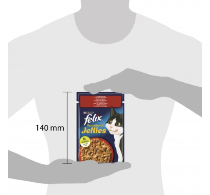 Purina Felix Вологий корм для кішок Purina Felix Sensations Jellies з яловичиною та томатами в желе 85 г (7613039831724)