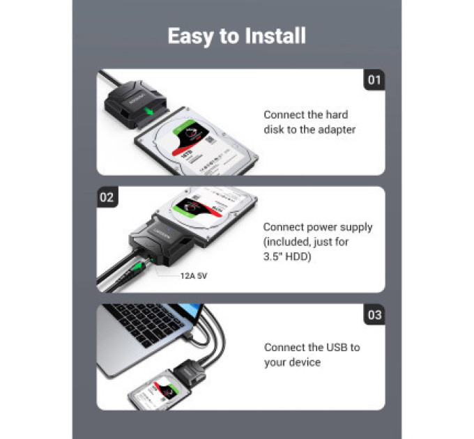Ugreen Перехідник USB 3.0 Type-А to SATA III (F) CR108 Ugreen (20611)