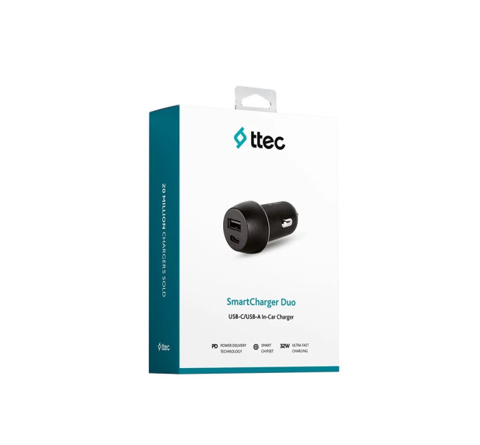 Ttec Автомобильное зарядное устройство Ttec SmartCharger Duo USB-C/USB-A /30Вт Black (2CKS24S)