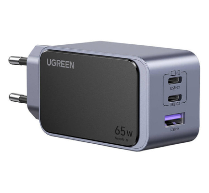 Ugreen Зарядний пристрій Ugreen 3xUSB 65W (2xUSB-C+USB-A) Gan Nexode Fast Charger Grey X553 (35042)