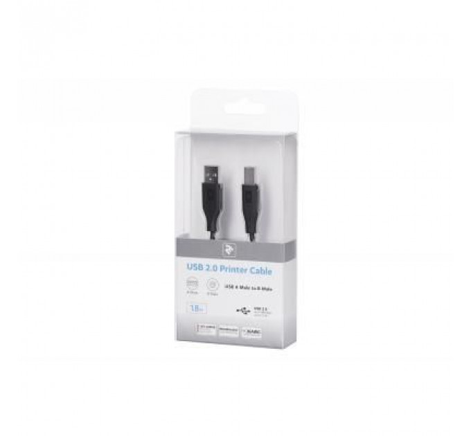 Кабель для принтера USB 2.0 AM/BM 1.8m 2E (2E-W-3169m1.8)
