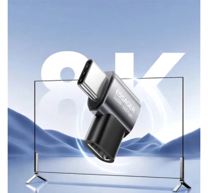 Essager Перехідник USB-C F to USB-C M USB 4.0 40Gbps 240W 90° corner Essager (EOTG7-YH0G-P)