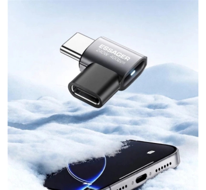 Essager Перехідник USB-C F to USB-C M USB 4.0 40Gbps 240W 90° corner Essager (EOTG7-YH0G-P)