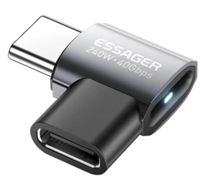 Essager Перехідник USB-C F to USB-C M USB 4.0 40Gbps 240W 90° corner Essager (EOTG7-YH0G-P)