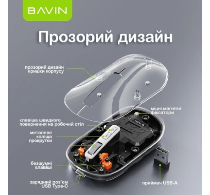 BAVIN Мишка BAVIN G-K-993 Wireless/Bluetooth Black (G-K-993-BK)