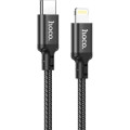 HOCO Дата кабель USB-C to Lightning 2.0m 3A 20W nylon X14 black HOCO (6931474752208)