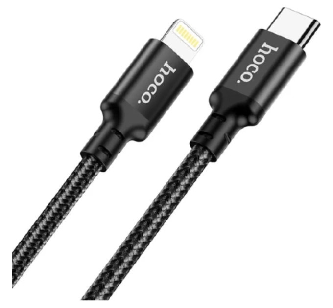 HOCO Дата кабель USB-C to Lightning 2.0m 3A 20W nylon X14 black HOCO (6931474752208)