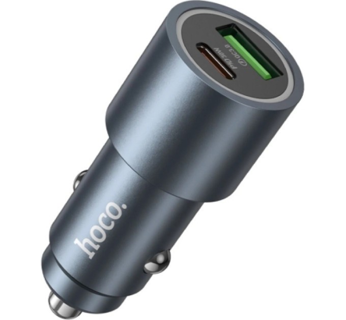 HOCO Зарядний пристрій HOCO 1xUSB-C PD30W + 1xUSB QC3.0 48W car adapter Z60 gray (6942007642095)