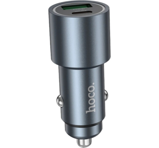 HOCO Зарядний пристрій HOCO 1xUSB-C PD30W + 1xUSB QC3.0 48W car adapter Z60 gray (6942007642095)