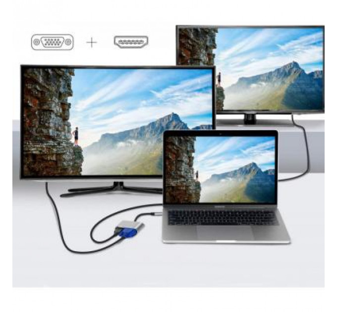 Перехідник Type-C to HDMI / VGA Extradigital (KBV1743)