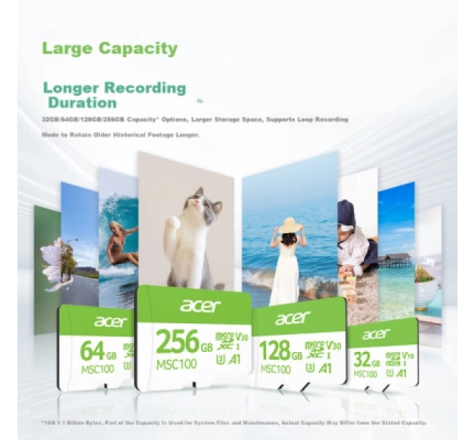 Acer Карта пам'яті Acer 64GB microSD MSC100 /U3/V30/A1/C10 R 100MB/s / Write 30MB/s (BL.9BWWA.336)