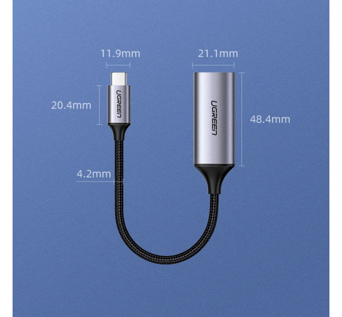 Ugreen Перехідник USB2.0 Type C to HDMI V2.0 4K60Hz 10cm CM297 gray Ugreen (70444)