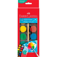 Акварельні фарби Faber-Castell 2 кольорів (d 30 мм) з пензликом (125018) (32298)