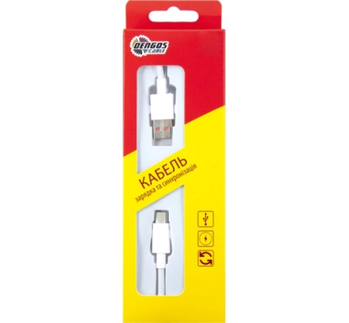 Dengos Дата кабель USB 3.0 AM to USB-C 1.0m 4A QC3.0 white Dengos (PLS-TC-4A-WHITE)