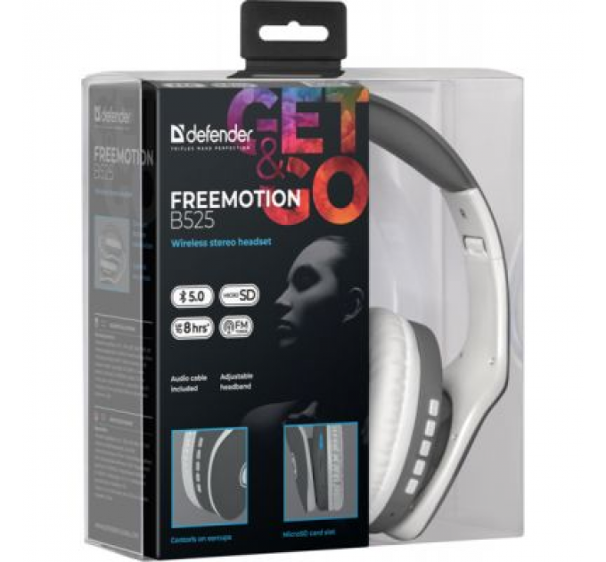 Навушники Defender FreeMotion B525 Bluetooth Gray-White (63527)