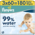 Pampers Дитячі вологі серветки Pampers 99 Water, 180 шт (8006530116206)