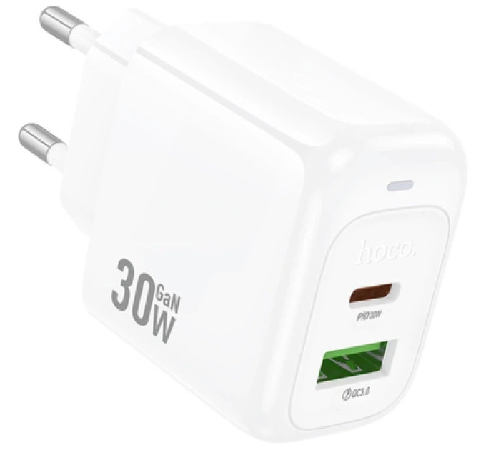 HOCO Зарядний пристрій HOCO CS55A 1xUSB-C PD30W + 1xUSB QC3.0 white (6942007631549)
