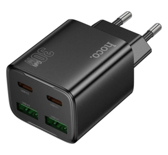 HOCO Зарядний пристрій HOCO N56 2xUSB-C PD30W + 2xUSB black (6942007632492)